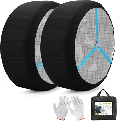 K-Musculo Calcetines de nieve para neumáticos, calcetines de nieve con cadena de nieve para automóvil, SUV, fácil de usar, agarre definitivo,