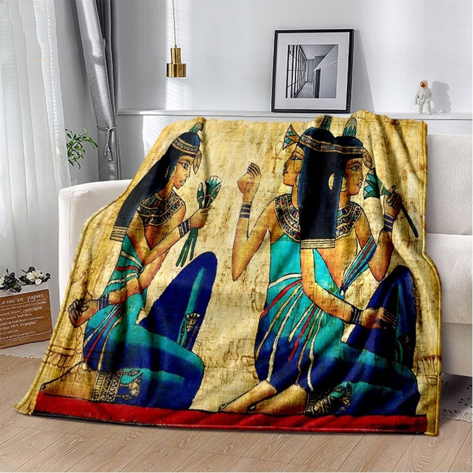 Manta Sofa Egipcio Amarillo Mantas para Cama Sofa de Franela Manta Polar de Microfibre Suave Transpirable Cálida como Manta de Salón - 220x240 cm