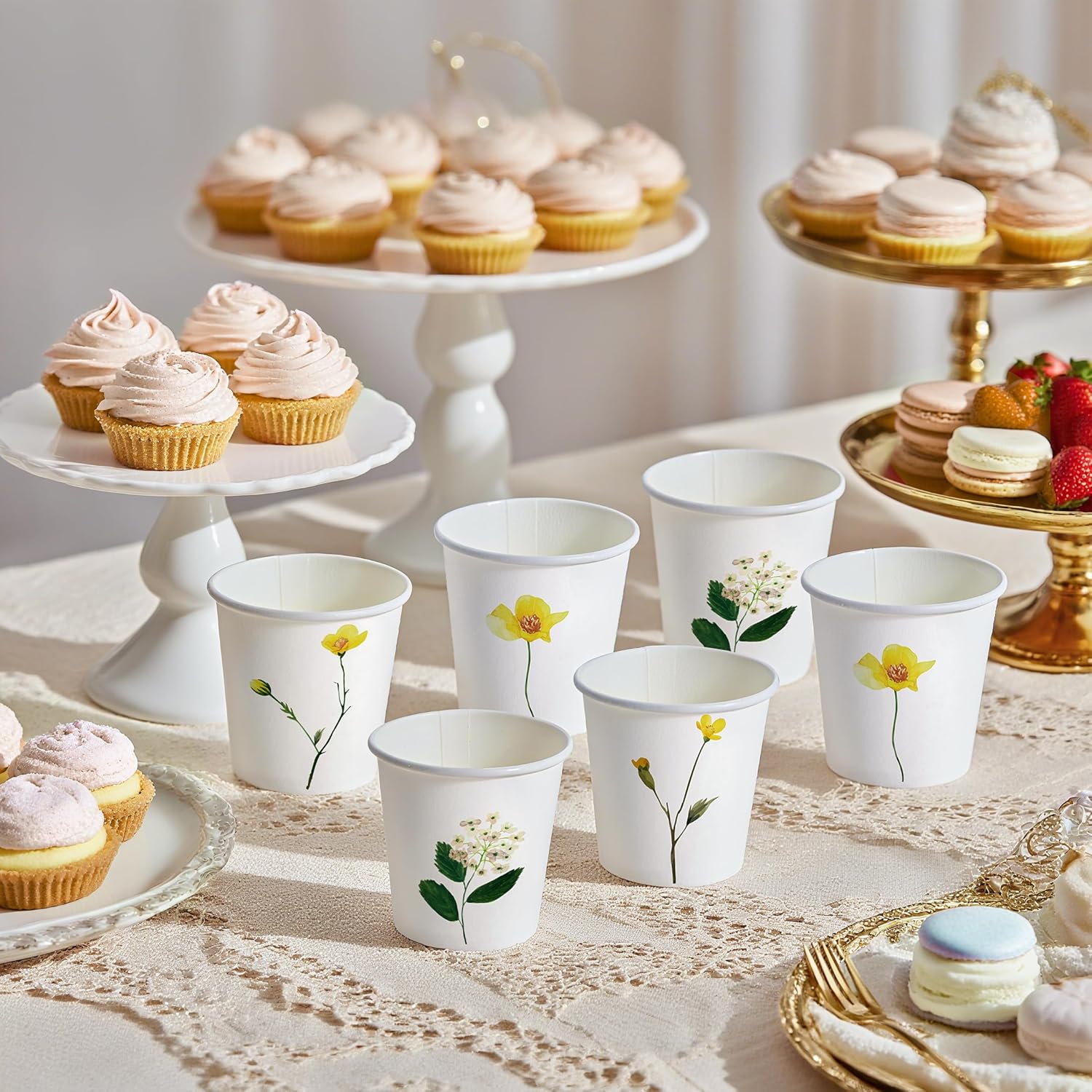 WRAPAHOLIC 3oz Paper Cups - 100 Pack Disposable Bathroom Cups with Wildflower Design, Small Mouthwash Cup for Toothbrush Rinse, Home Bathroom, Picnic, BBQ, Travel and Party - Image 6