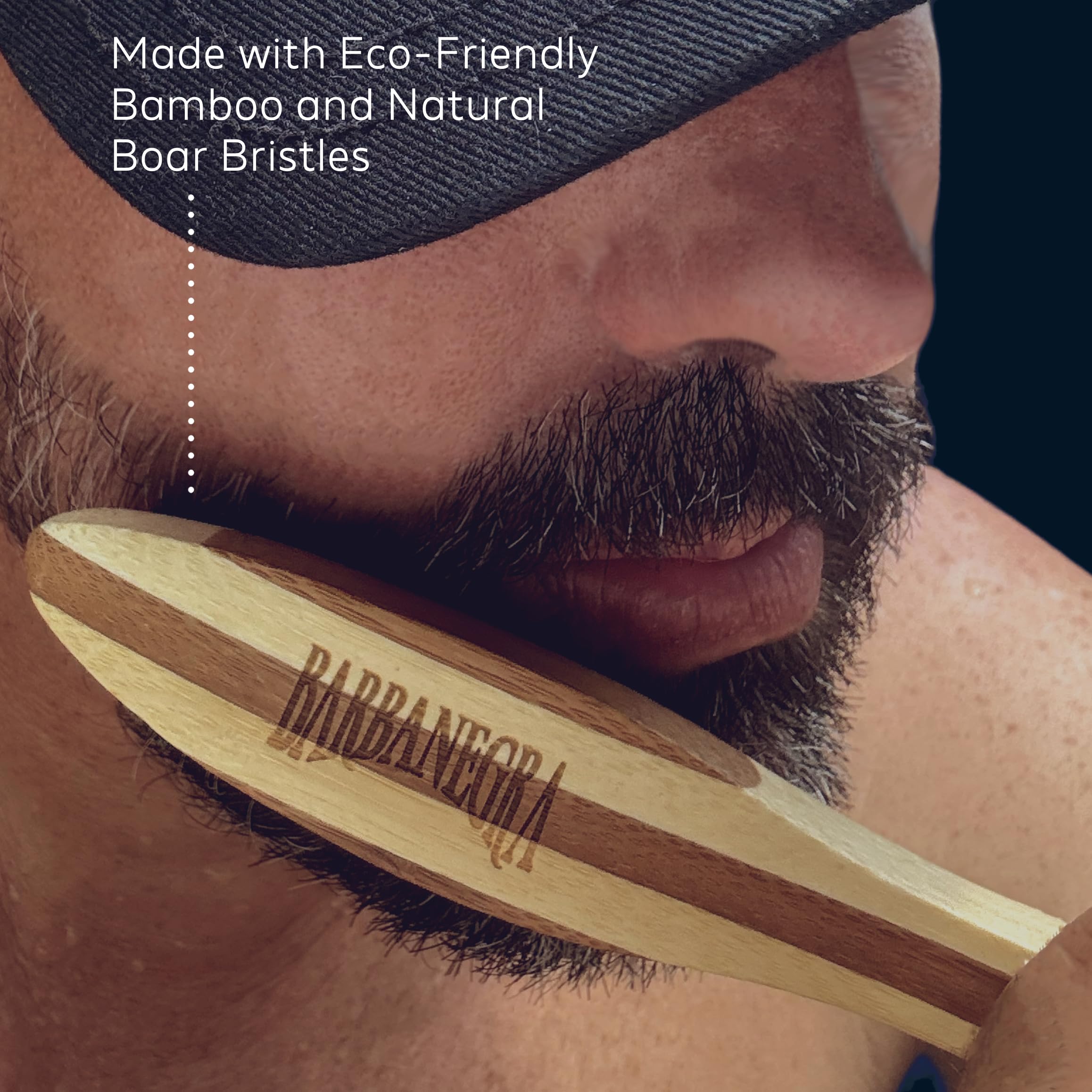 Cepillo para peinar barba con diseño ergonómico. De larga duración, hecho de bambú ecológico con cerdas naturales de jabalí 2