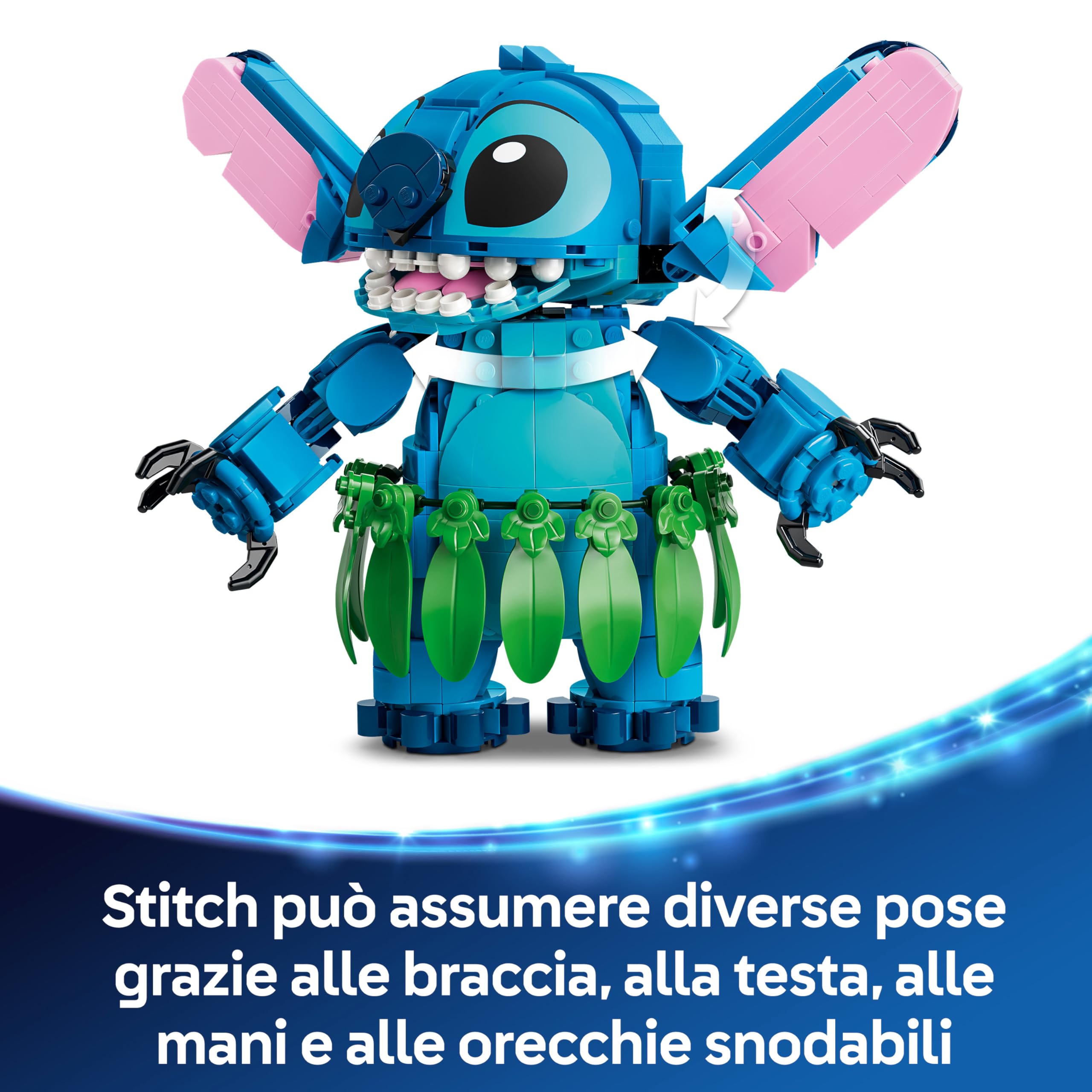 LEGO | Disney Stitch e Scrump Giocattolo - 2 Action Figure con Accessori tra cui un Ukulele - Decorazione Cameretta - Regalo di Compleanno per Bambine e Bambini da 9 Anni in su Fan del Film - 43296