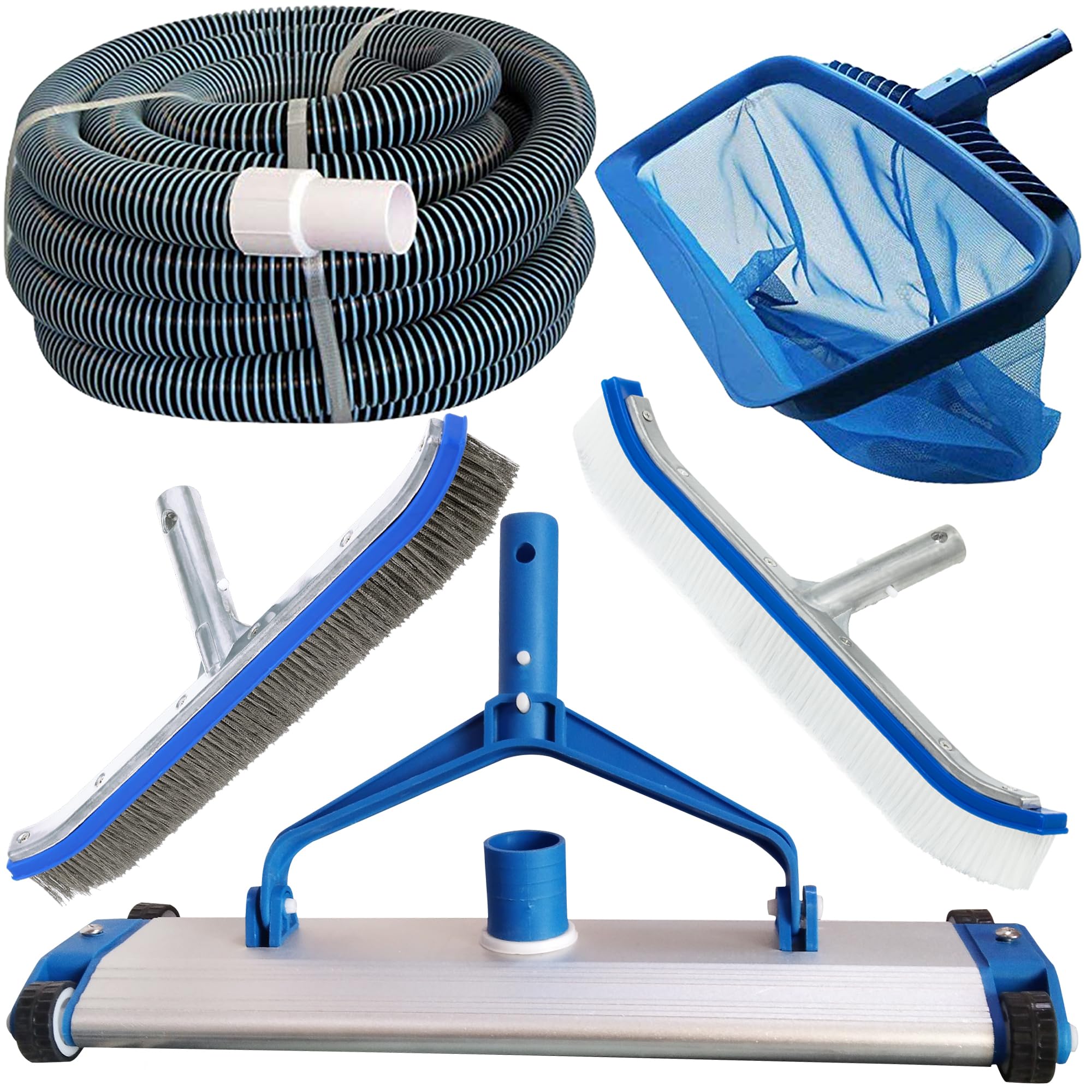 POOLTOOL Swimming Pool Vacuum Head 18 Inch, Heavy Duty Aluminium Weighted Vacuum Head for Pool, Hose Pipe 15 meter/50 Feet, 18 inch Algae Brush & Wall Brush Aluminium Handle, Deep Net-image-23