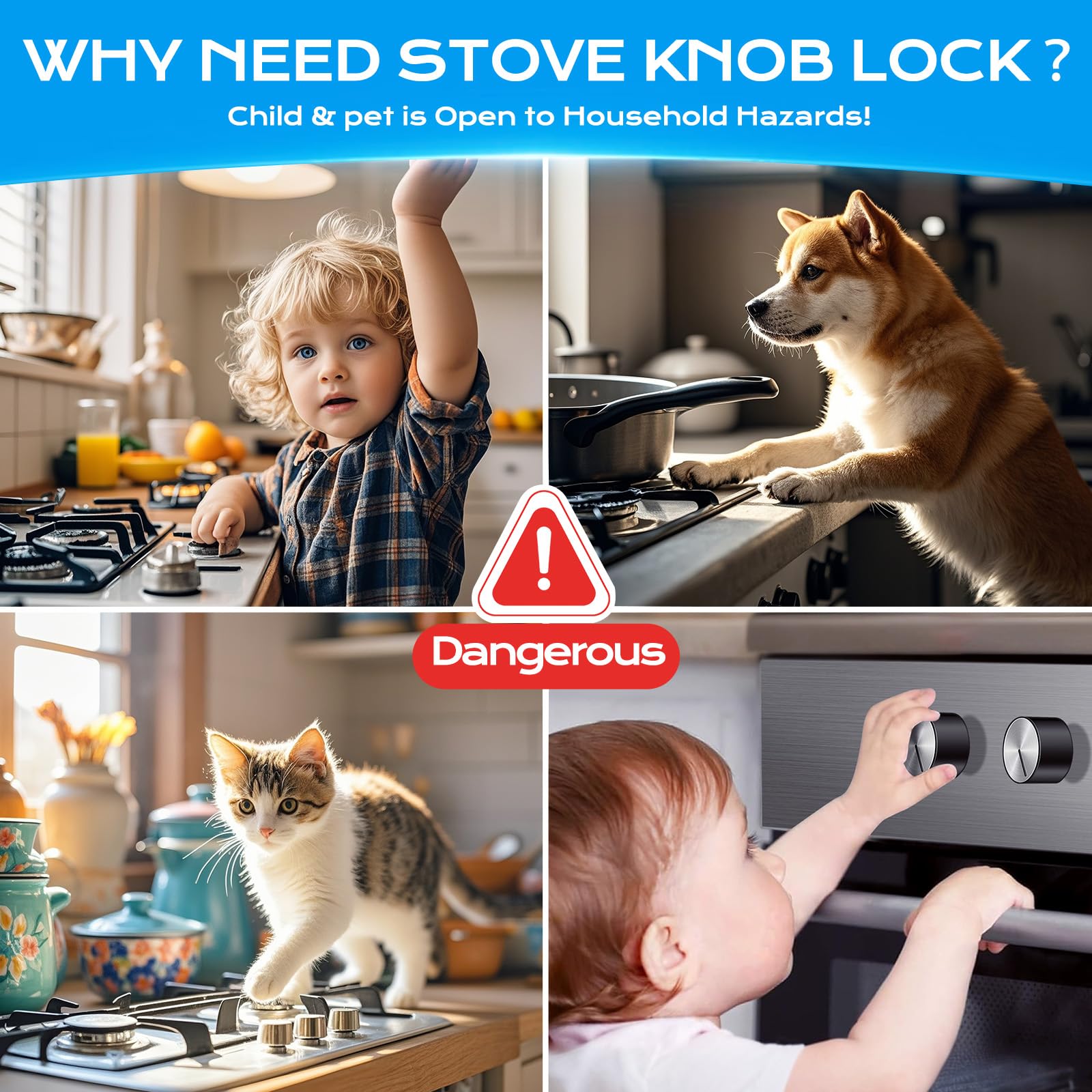Stove Knob Safety Covers for Child, Gas Stove Knob Locks (5 Pack)