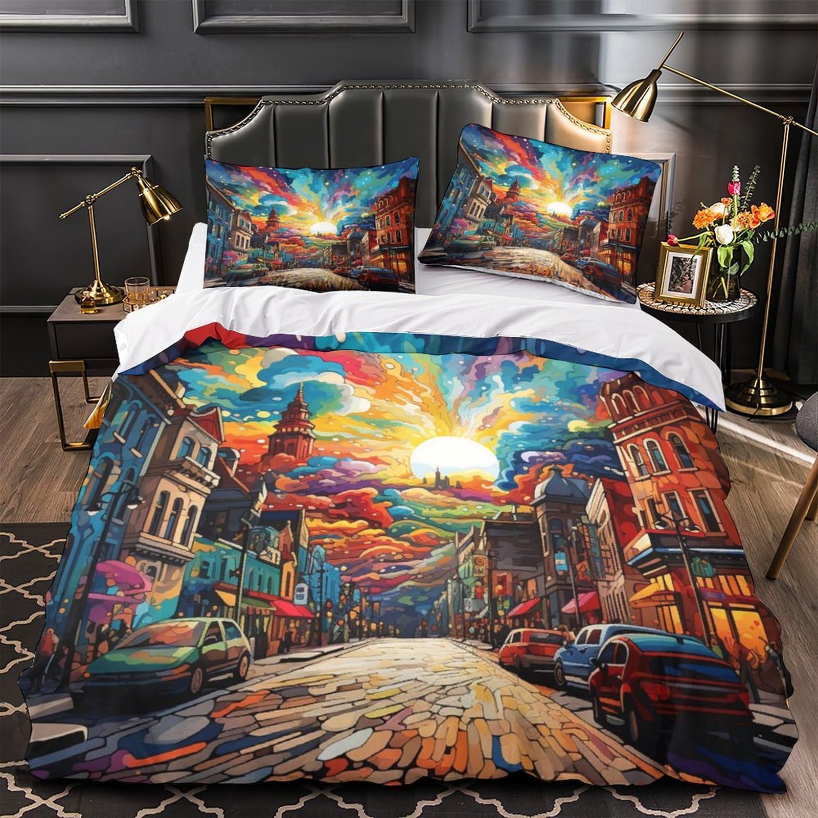 Housse de Couette Chat 3D Parure de Lit 200x200 pour Chambre Garçon