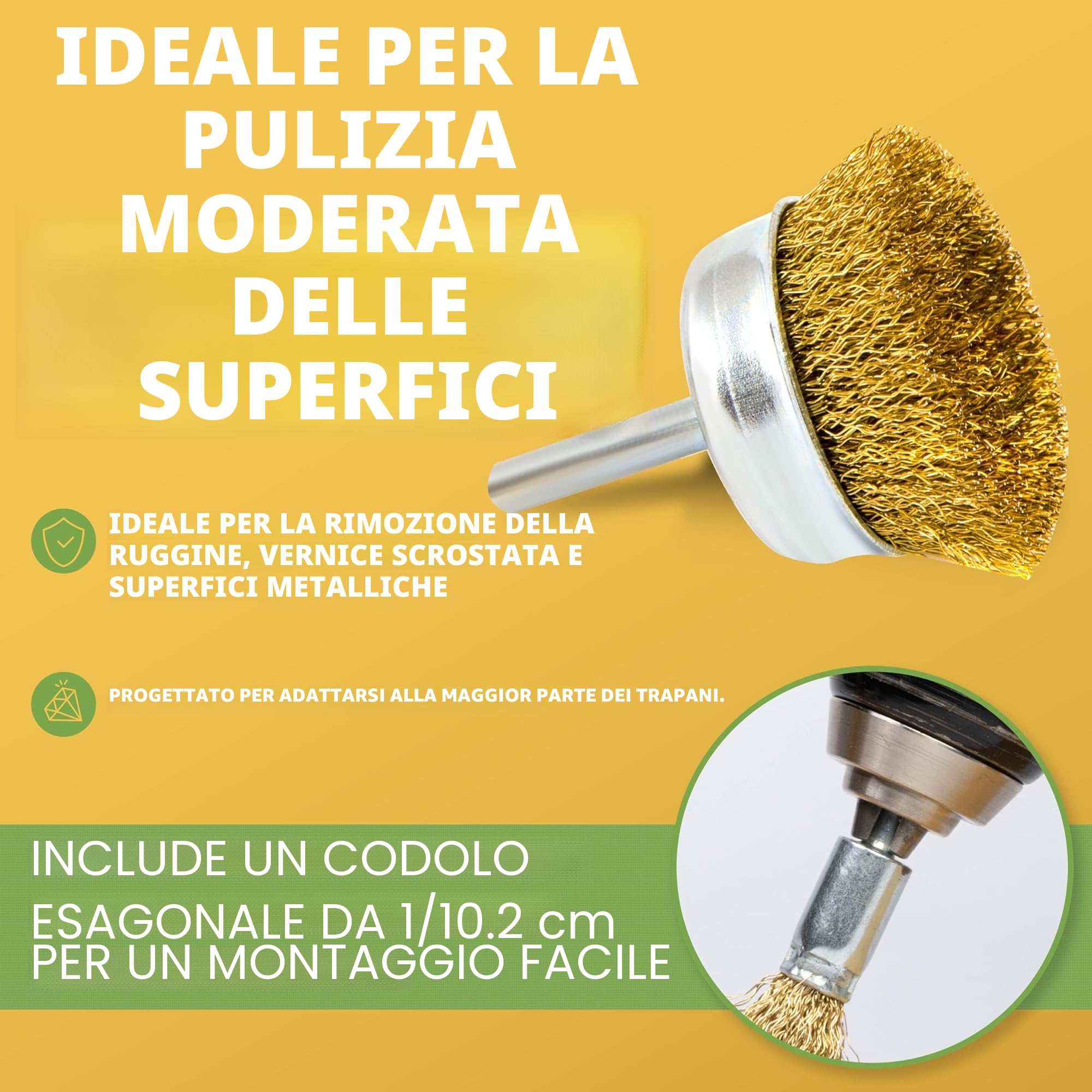 BLOSTM Spazzola Ferro per Trapano 9 Pezzi Set Completo Pulizia Rimozione Ruggine Lucidatura Vernice