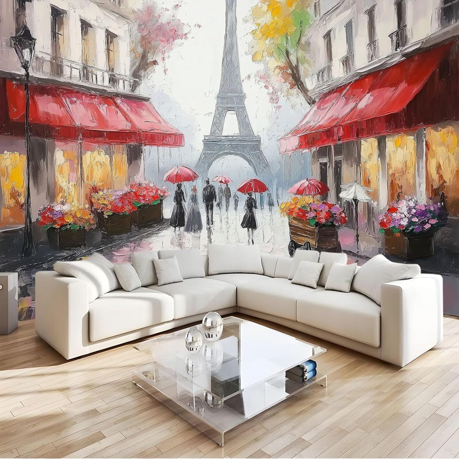 Papier peint Tour Eiffel style peinture pour décorer une chambre d'ado