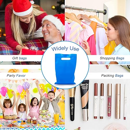 Miniatura 4 de TOSPARTY 40 bolsas de regalo de plástico azul, bolsas de dulces, bolsas de plástico troqueladas, resistentes para fiestas, bolsas de plástico