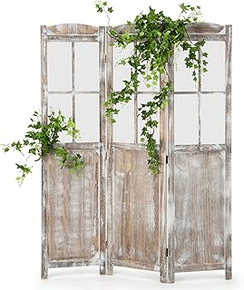 GOFLAME 3-Panel Folding Room Divider, 6FT Paulownia Wood Privacy Screen ...