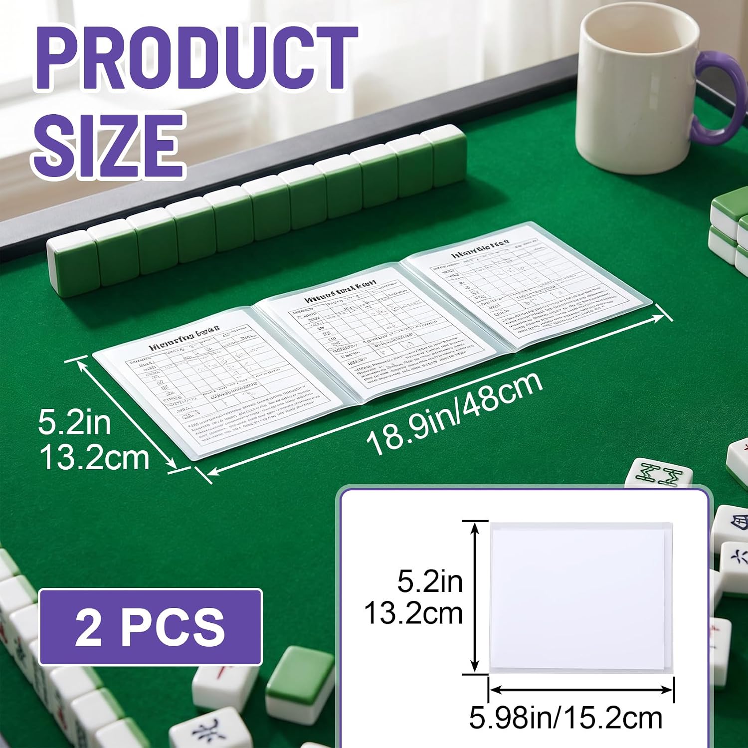 2pcs 3-Fold Mahjong Card Holder, Clear PVC Scorecard Protector Cover NMJL Card Sleeve, Waterproof Cards Protector Sleeves for Large Print Mah Jongg Cards 6 1/8 x 4 3/4 inch image 2