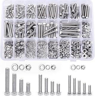 602PCS Metric Nuts and Bolts Assortment Kit - Heavy Duty M4 M5 M6 Stainless Steel Screws Assortment, Assorted Machine Screw Set with Flat & Spring Washers, Hex Head Cap Screws Bolts and Nuts Kit