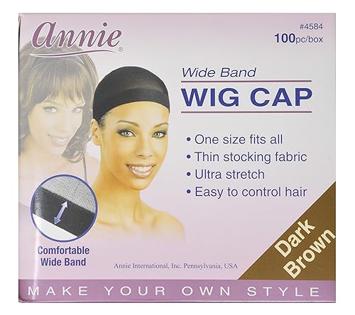 Annie Wide Band Wig Cap Dark Brown 100 pieces