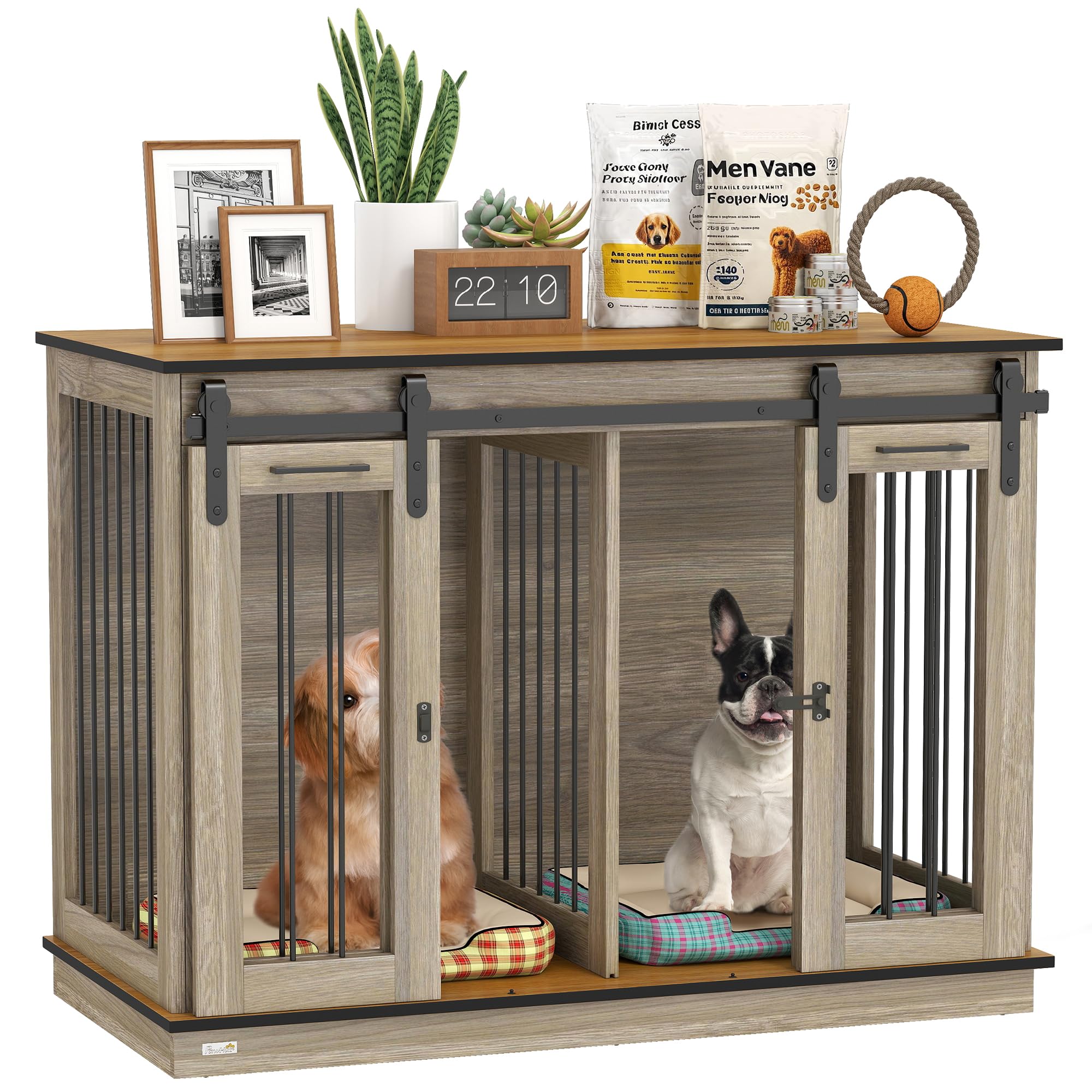 PawHut 47in Dog Crate Furniture with Divider Panel