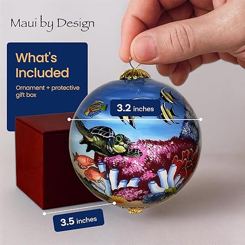 Miniatura 4 de Adorno coleccionable de tortugas marinas hawaianas coleccionables, pintado a mano desde el interior del cristal TAH