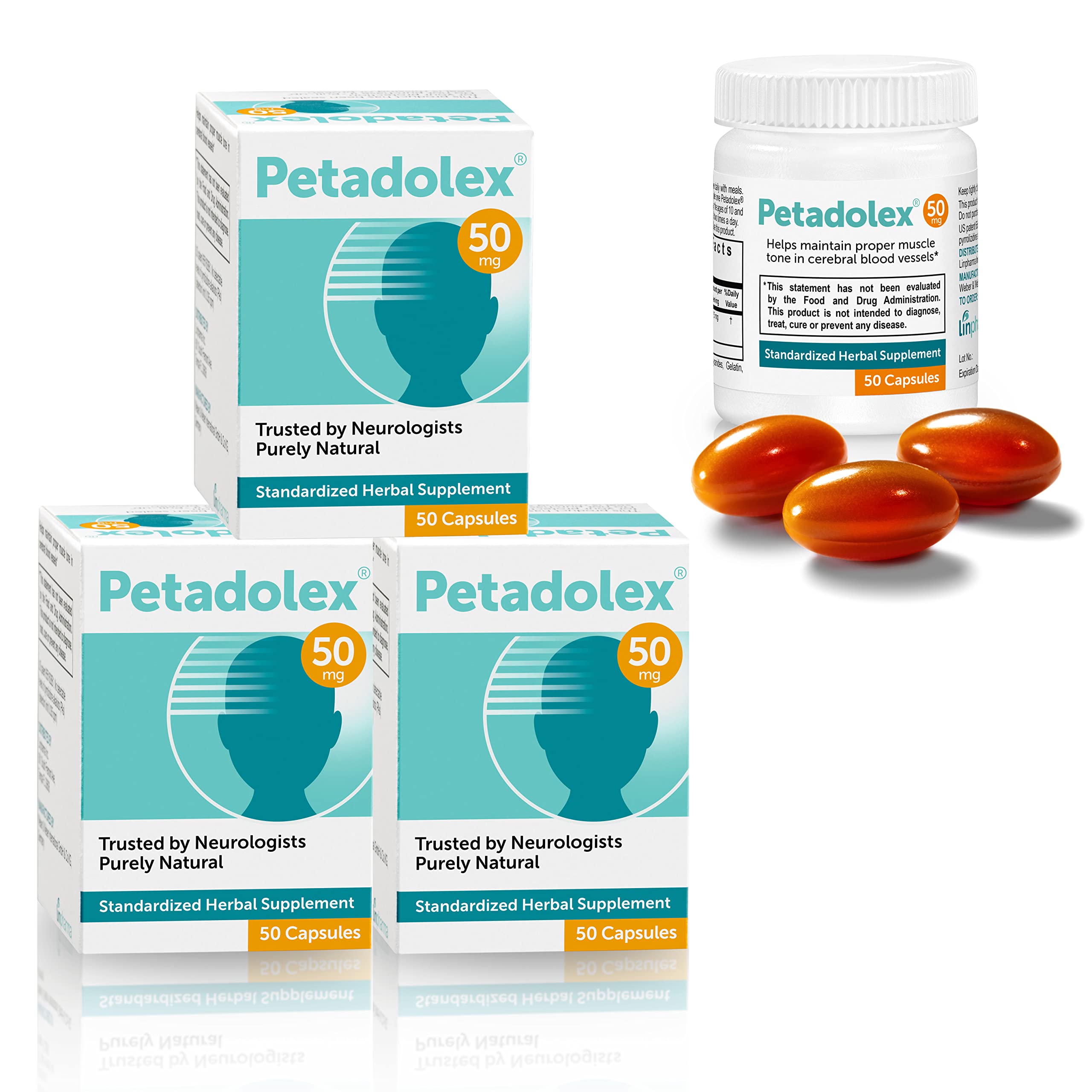 Linpharma Petadolex 50mg Patented PA-Free Butterbur Root Extract for Brain Health – 6 Btl.