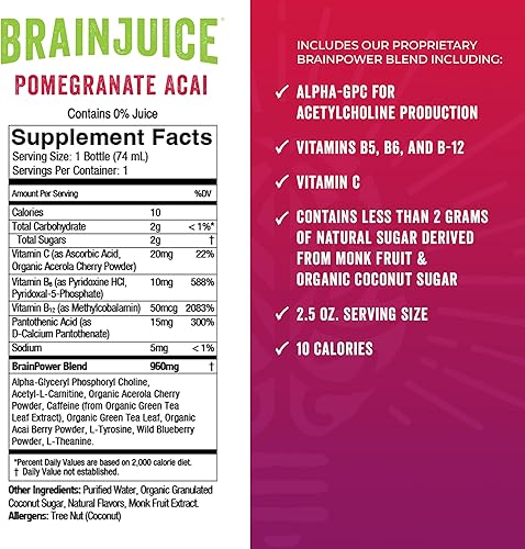 Miniatura 5 de BrainJuice Inyección de apoyo para el cerebro y el sistema inmunológico, suplementos sin gluten para energía, concentración, inmunidad con vitamina