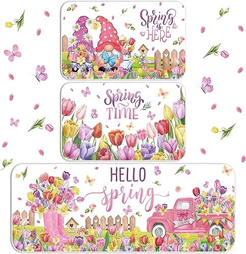 Miniatura 20 de Juego de 3 Alfombras y Tapetes Góticos para Cocina Vintage Gótico Calabaza Espeluznante Alfombra Antideslizante Retro Esqueleto Bruja Murciélago