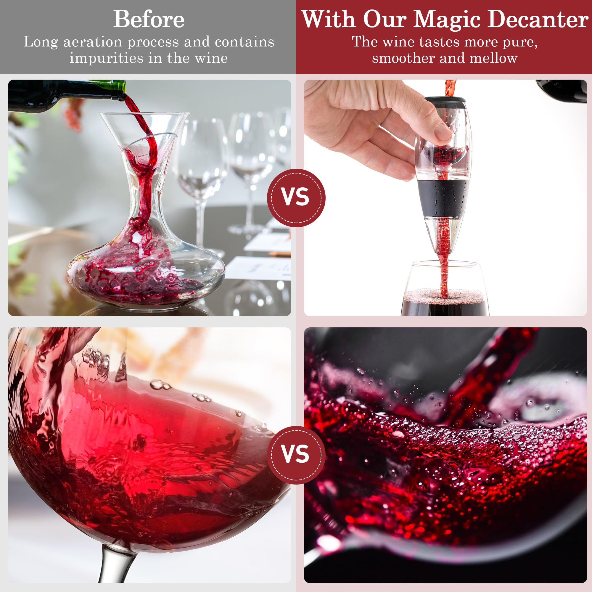 Set Decanter Vino Con Aeratore Istantaneo - Cavatappi, Versatore, Tappo Sottovuoto - Foto 12