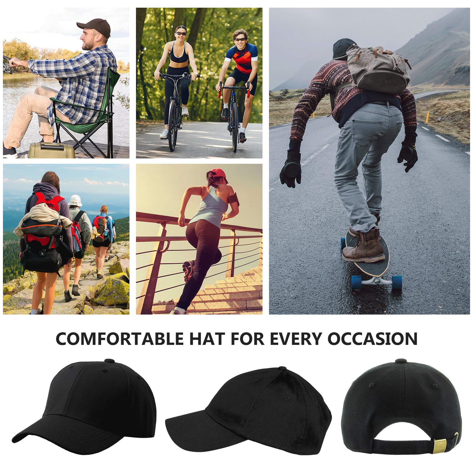 EDOTON Casquette Baseball pour Hommes Femme Couleur Unie Ajustable Sun Protection Anti UV Baseball Cap Taille Unique