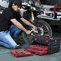 Vista 7 de WORKPRO Juego de 450 piezas de llaves de vaso de 1/2" 1/4" 3/8", CR-V métricas e imperiales con llave de trinquete de liberación rápida, llaves