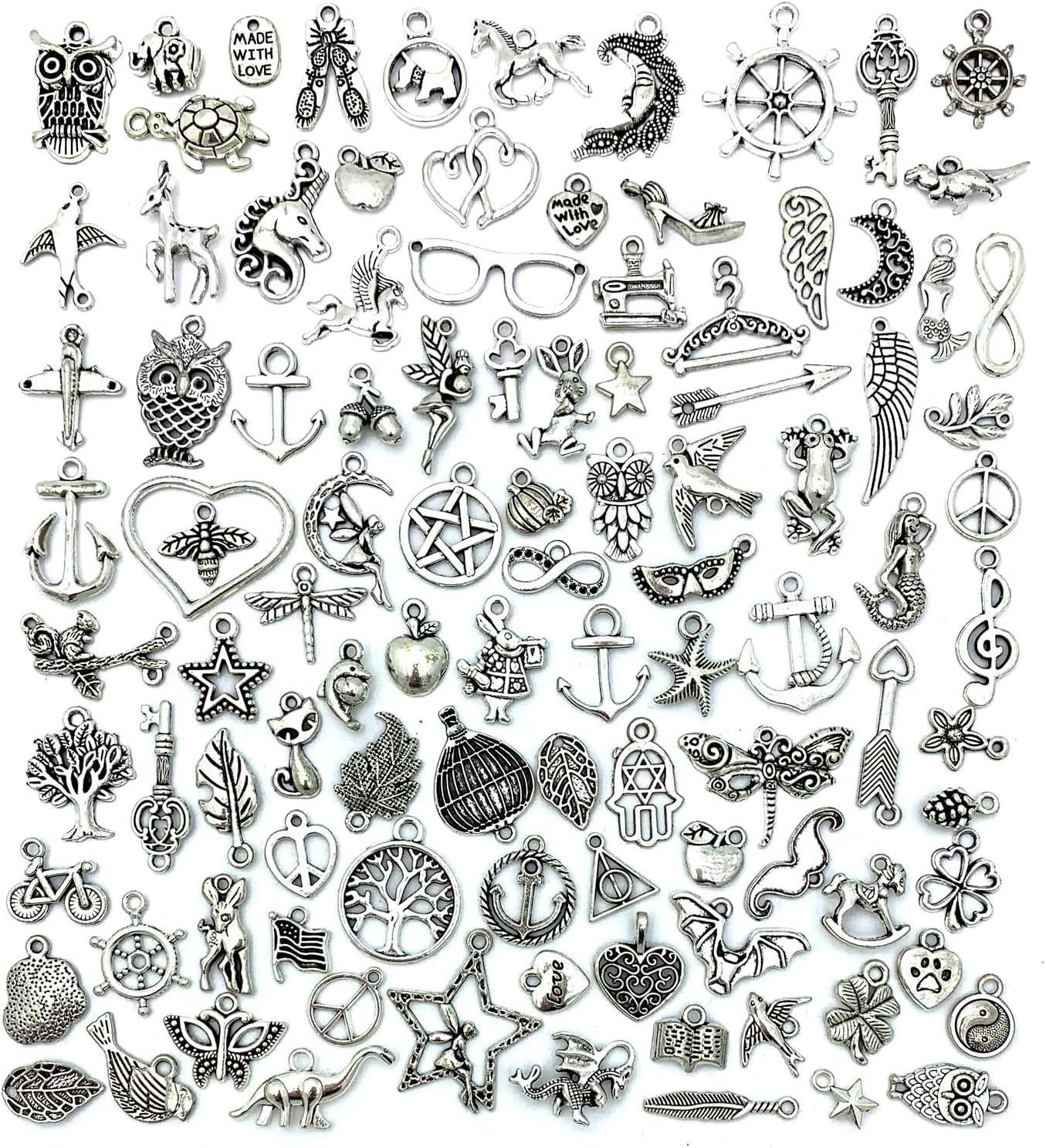 SEREE YETOOME 100 Pieces Wholesale Mixed Charms Pendants DIY for Necklace Bracelet Jewelry Making and Crafting