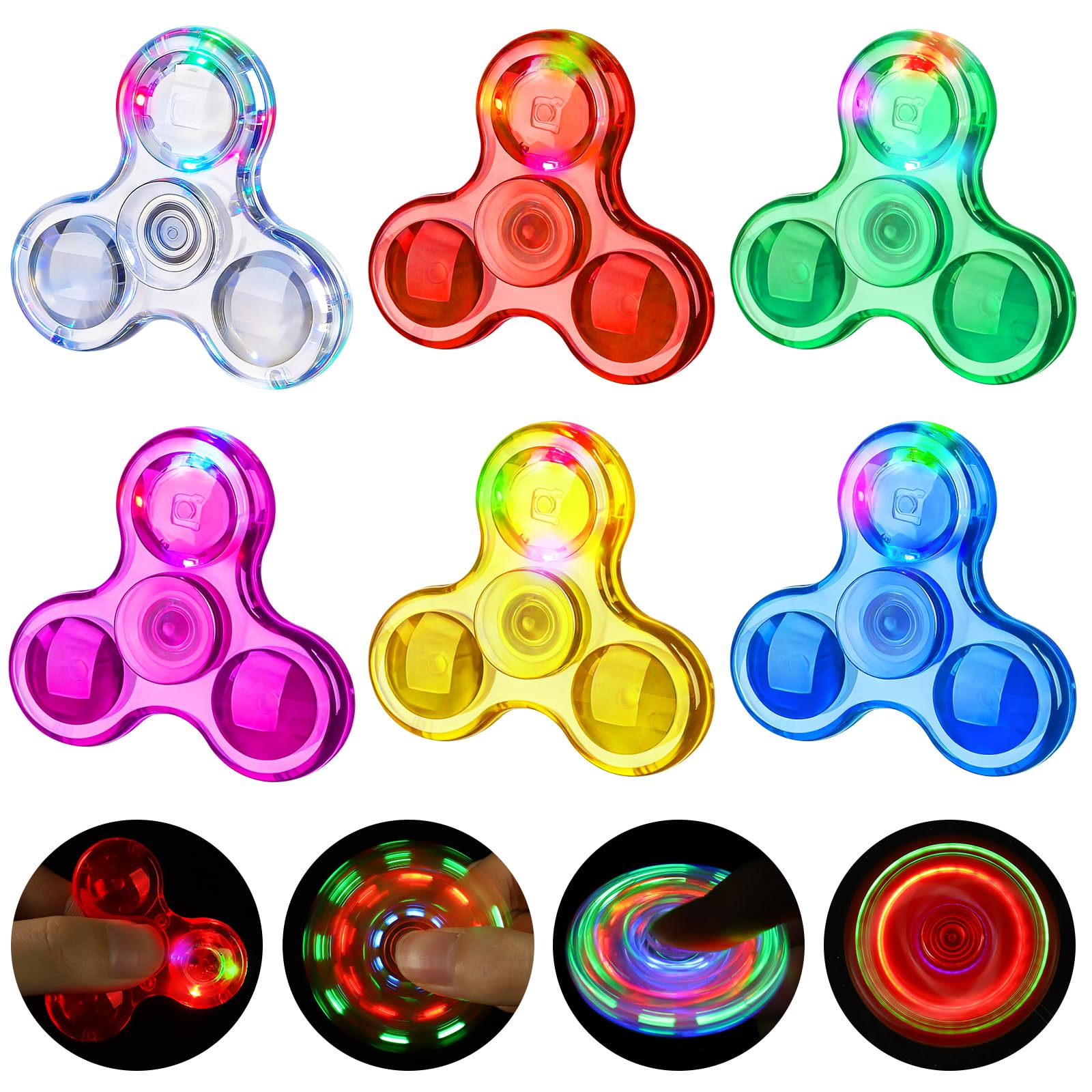 Light up Fidget Spinner 6 Pack, Party Bag Fillers for Kids Party Favours