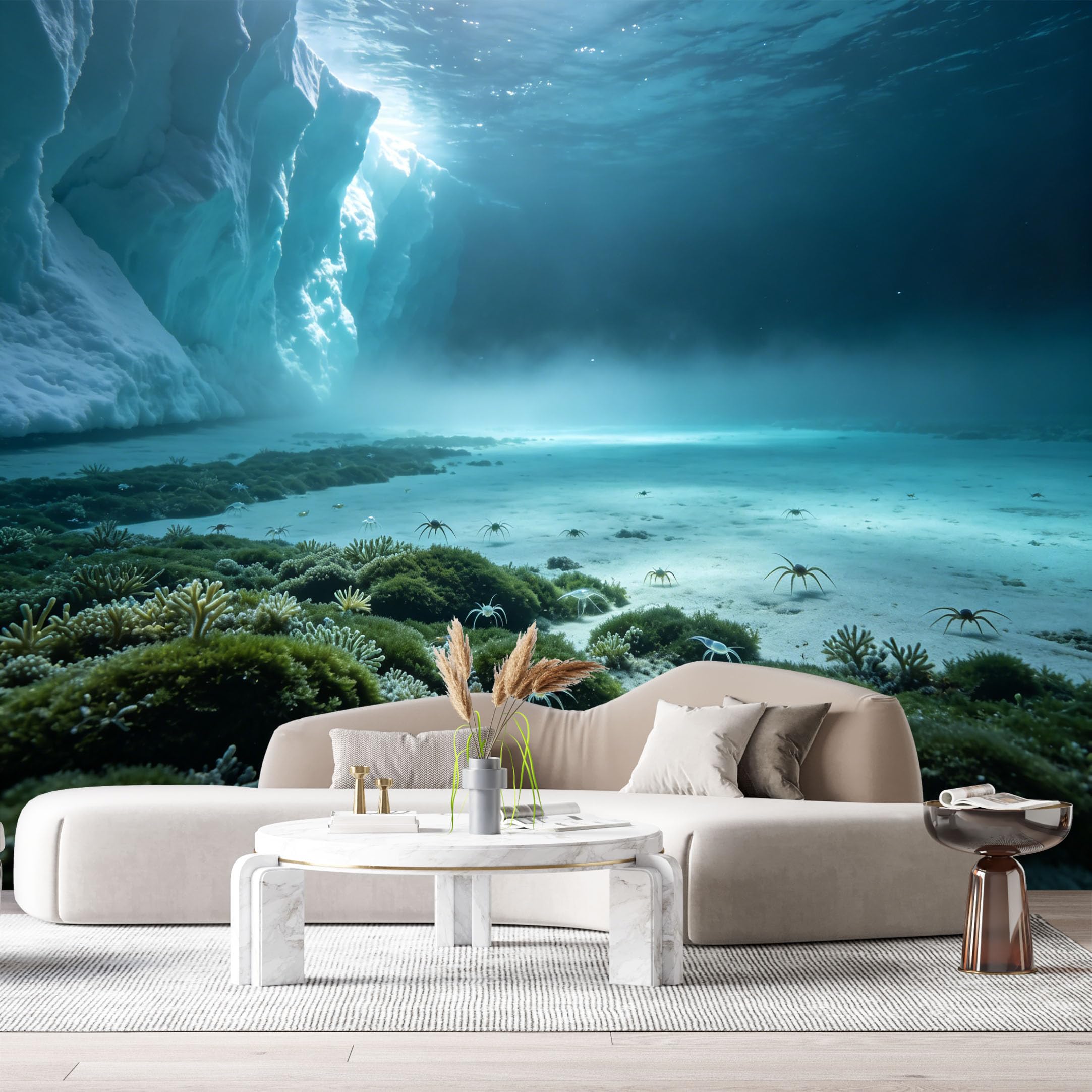 Custom Size Wall Murals Ocean Marine 3D Underwater Iceberg Coral Reef SelfAdhesiveWall Fabric Removable Wallpaper Wall Decor for Living Room Bedroom Bathroom
