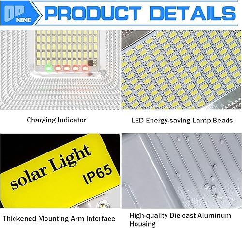 Miniatura 7 de Luz solar para patio, luces solares para jardín, luz de calle de energía solar, 50 W  300 W, luz de inundación de seguridad LED con control remoto,
