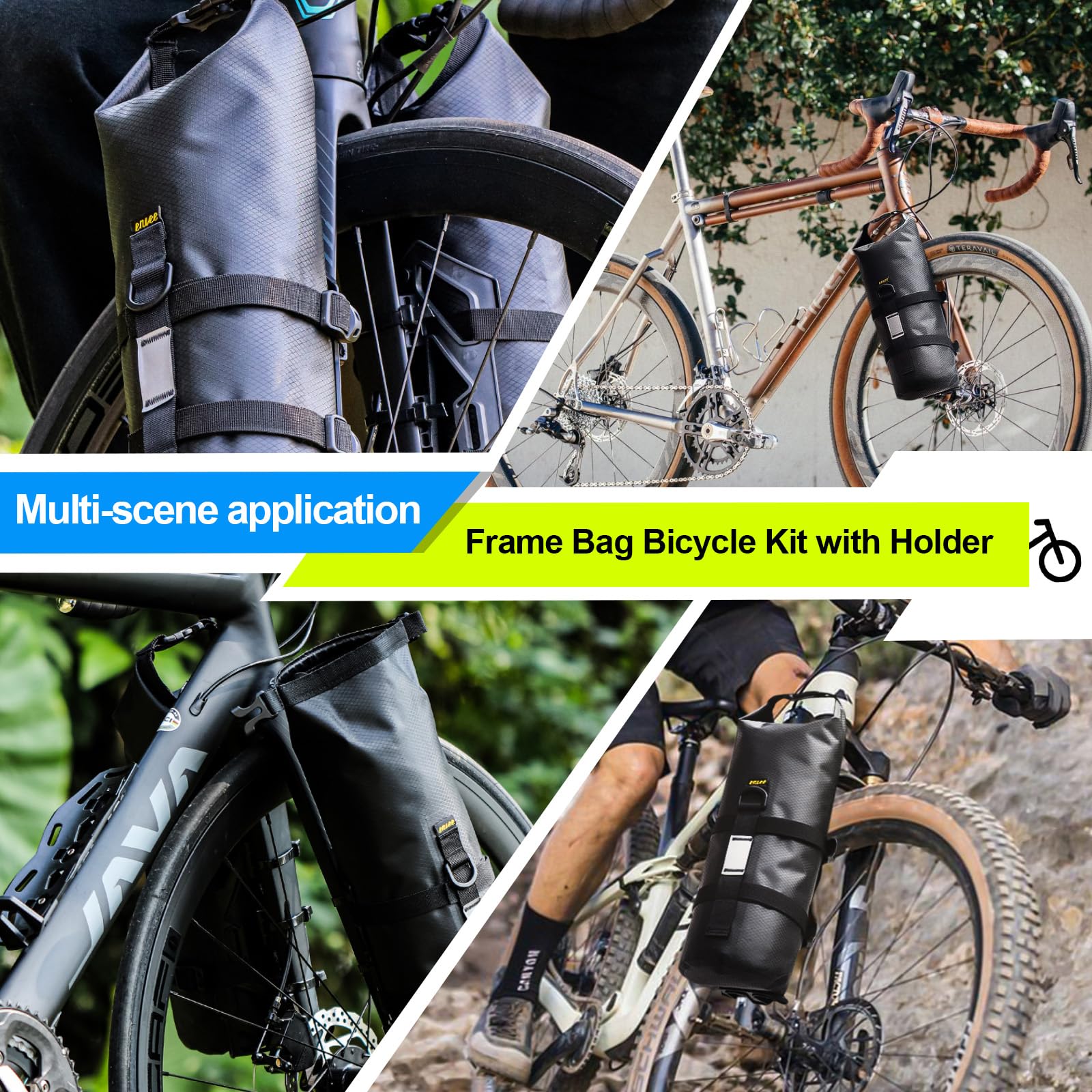 4,5L 2 Piezas Bolsas Horquilla Bicicleta Impermeable Bolsa Rueda Delantera Bolsa Herramientas Bicicleta Cuadro con Soporte Portaequipajes para MTB Carretera Accesorios