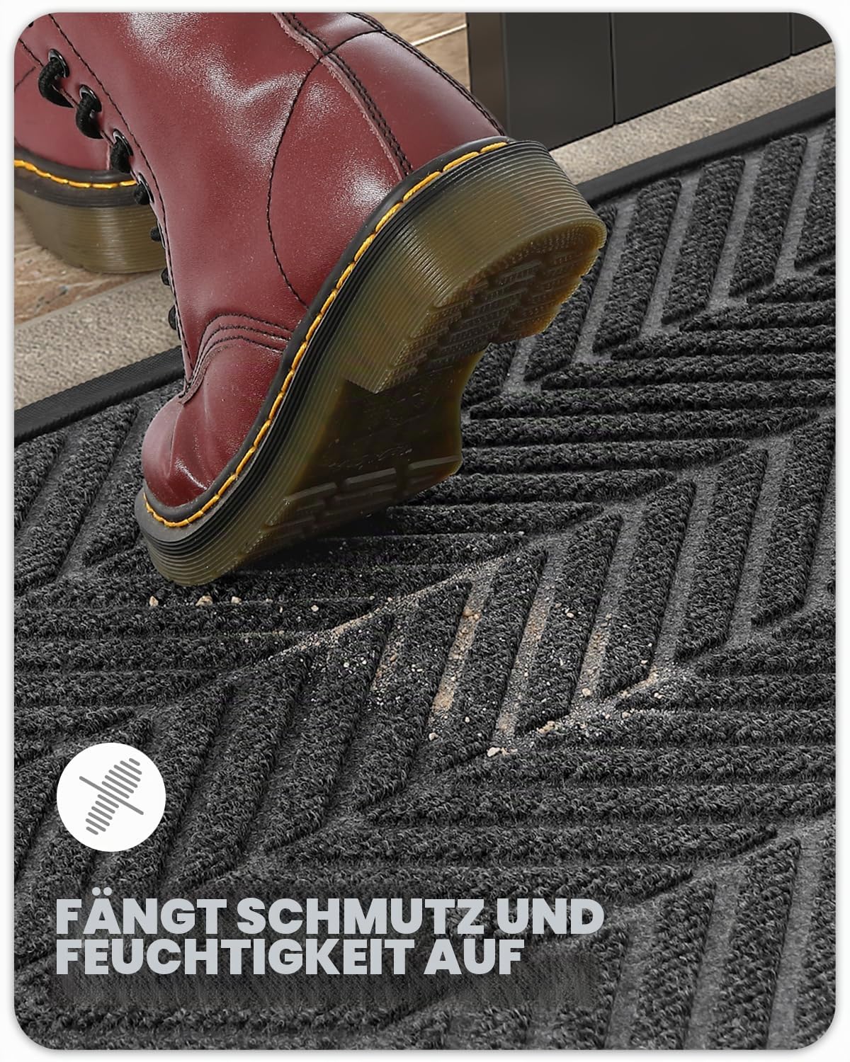 COLOR&GEOMETRY fußmatte Outdoor außen wetterfest - Grau 60x90cm - fussmatte aussen aussenbereich schmutzfangmatte außenbereich willkommen haustür