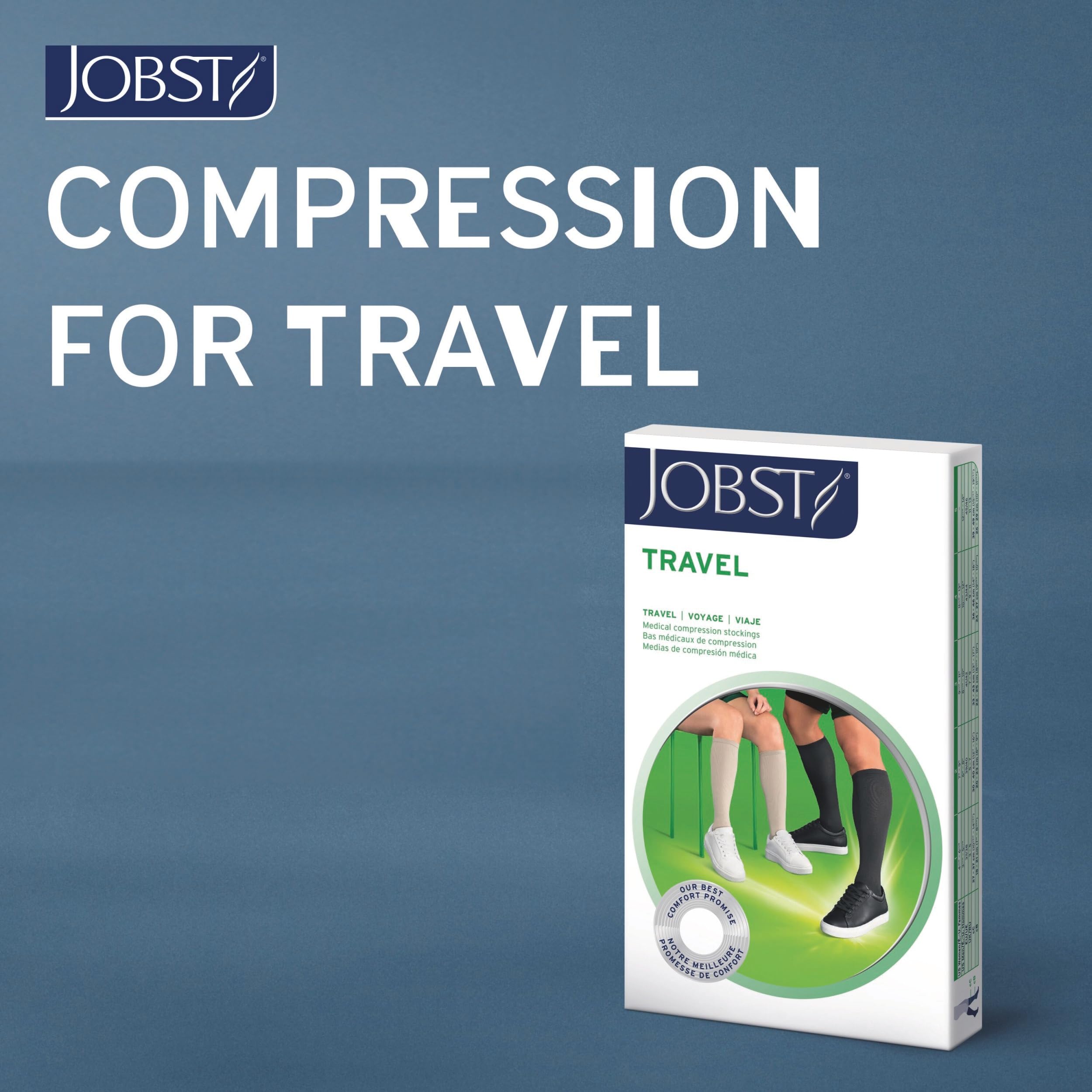 JOBST Chaussettes de voyage pour homme et femme - Aide à prévenir la thrombose en voyage - Douces et respirantes grâce à 33% de coton - Noir - Taille 4