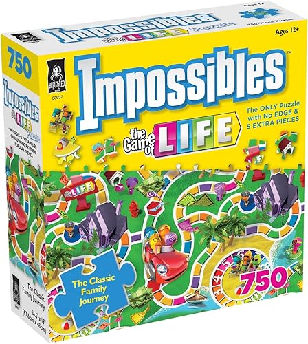 BePuzzled  Hasbro Impossibles Puzzle Featuring Imagery from The Classic Game of Life, a 750 Piece Borderless Puzzle for Advanced Puzzlers Ages 15 disponible en Yaxa Colombia