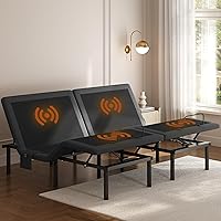 Yaheetech Split King Adjustable Bed Frame w/ Massage, Wireless Remote, USB Ports, Nightlight & 4 Height Options