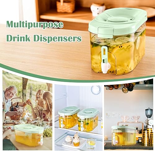 Miniatura 5 de XIAPIA Dispensadores de bebidas para fiestas, 1 galón, paquete de 2 dispensadores de bebidas de plástico para refrigerador con filtro, dispensador