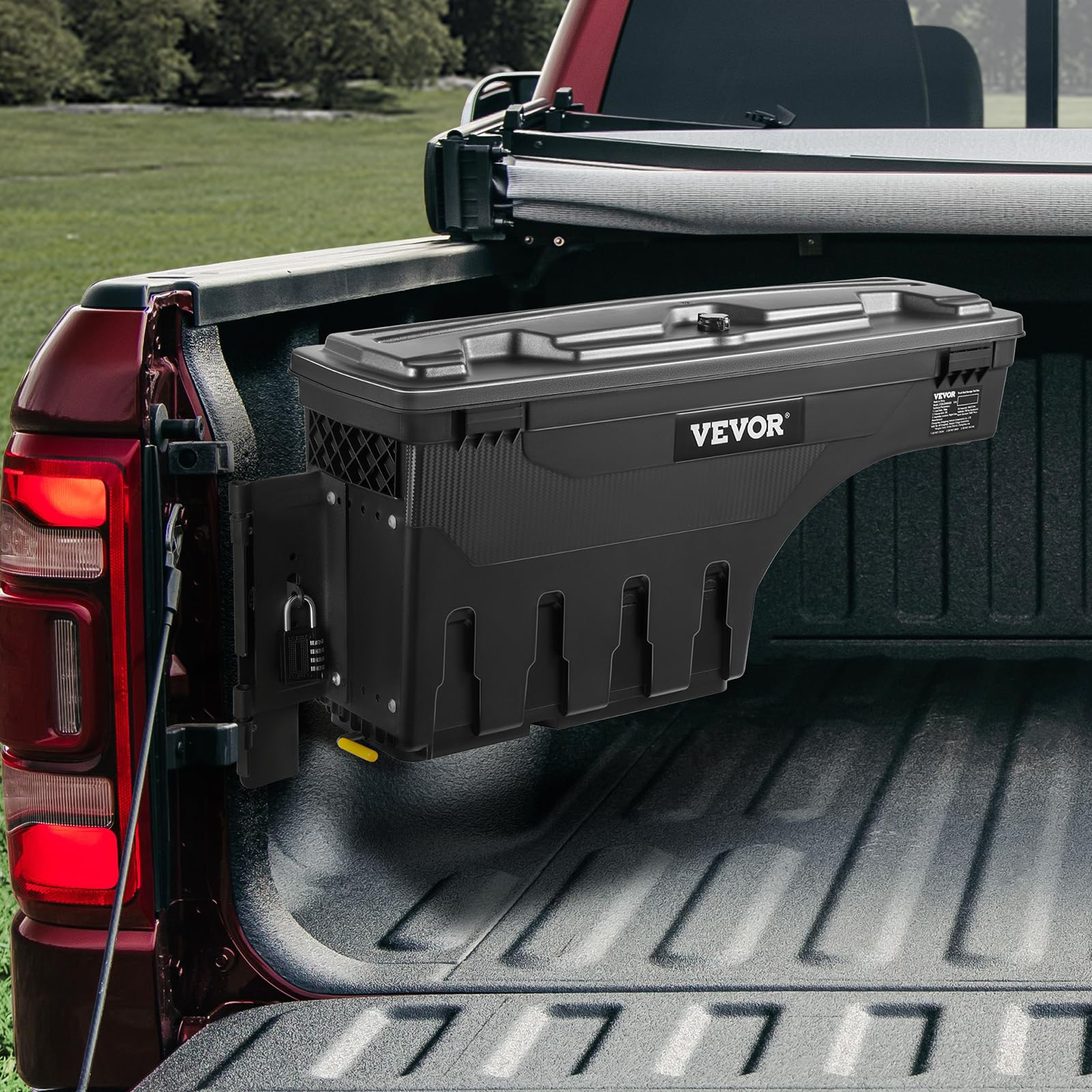 VEVOR Scatola di Immagazzinaggio per Auto Nero, Capacità Massima 6,6 Galloni Cassetta degli Attrezzi del Camioncino ABS e Acciaio al Carbonio, Adatta a Dodge Ram 1500 2019-2021, Installazione Facile