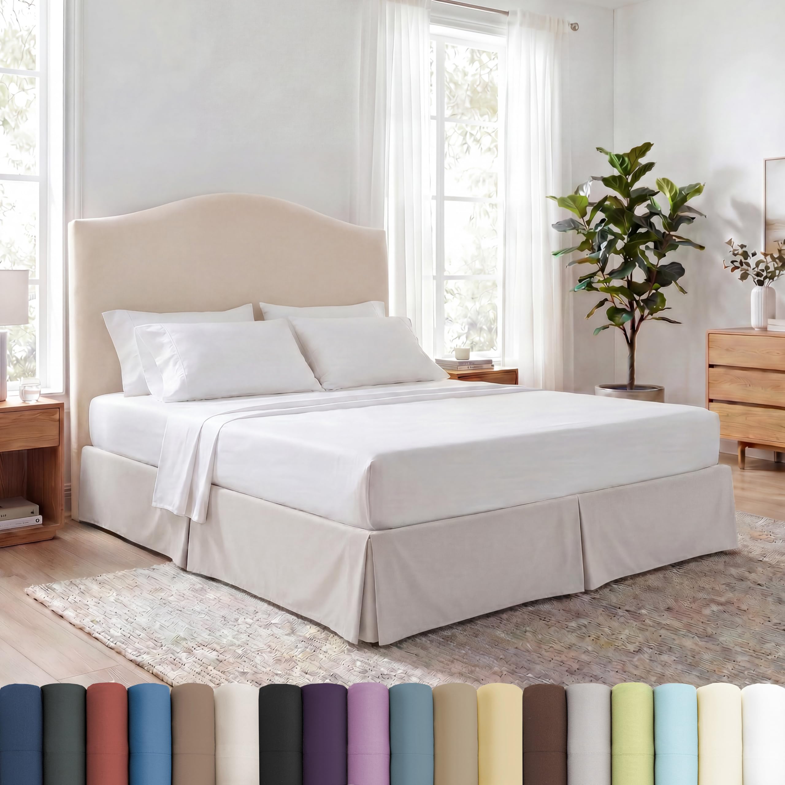 Southshore Fine Living, Inc. Hotel Quality King Bed Skirt - 15" Drop, Elegant Pleated Design, Premium Dust Ruffle/King Size Bed Skirt, Easy Care, Luxury Bed Skirt King Size, Bone-picture-28
