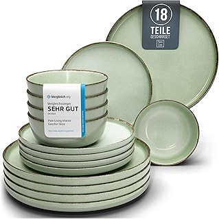 Sponsored You’re seeing this ad based on the product’s relevance to your search query.Learn more about this advertisement Pure Living Ibiza Stoneware Crockery Set for 6 People, Rustic 18-Piece Country House Style Stoneware Tableware Set, Bowl and Plate Set, Dinner Service for 6 People in Mint Green