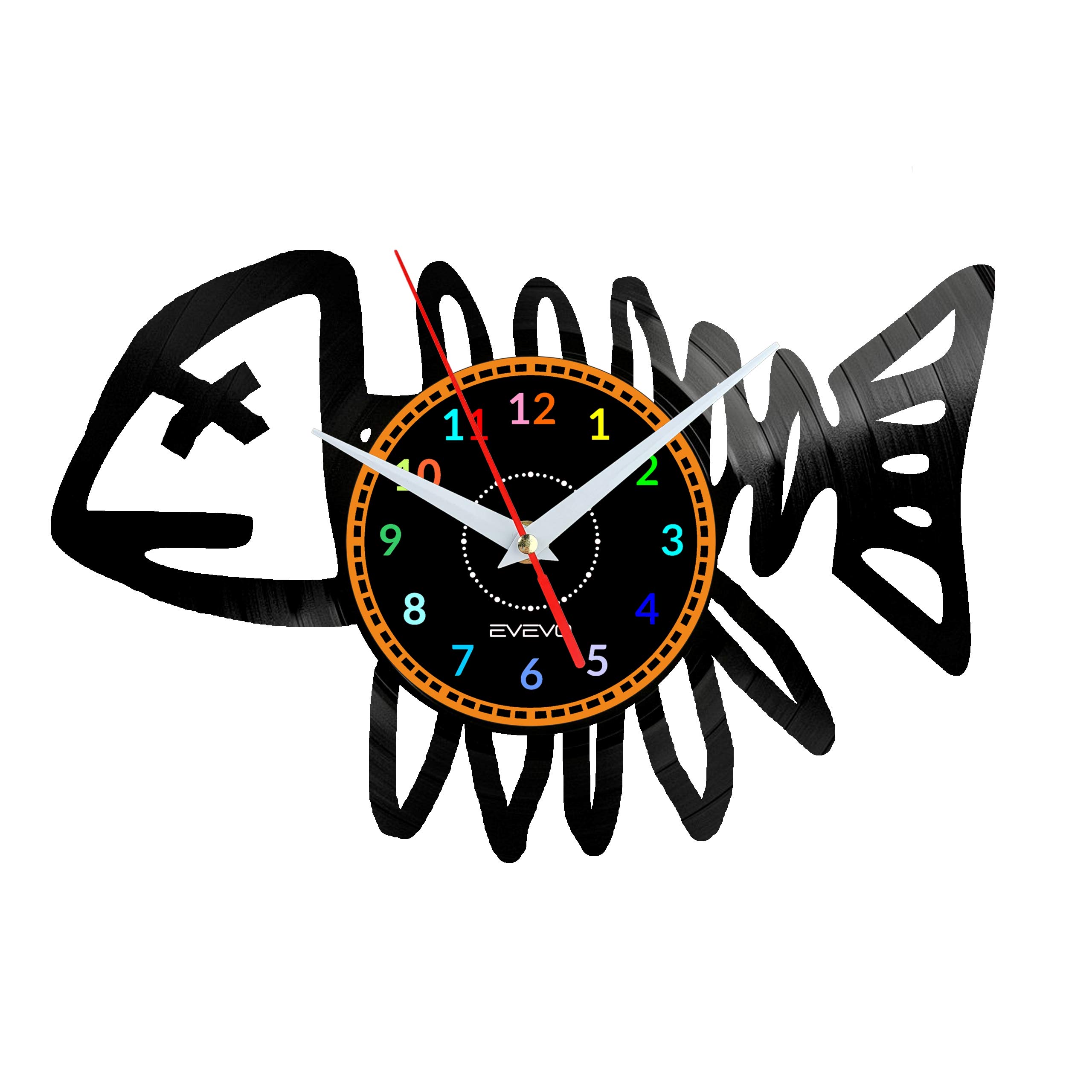 Horloge murale poisson vinyle deco ocean nature idee cadeau pecheur et salon moderne