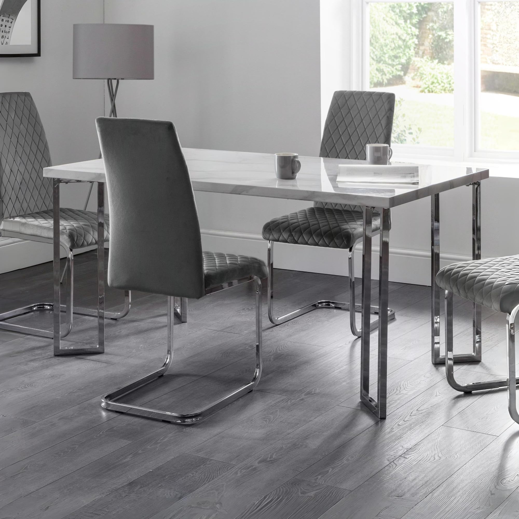 Julian Bowen Positano 150 Cm Marble And Chrome Dining Table
