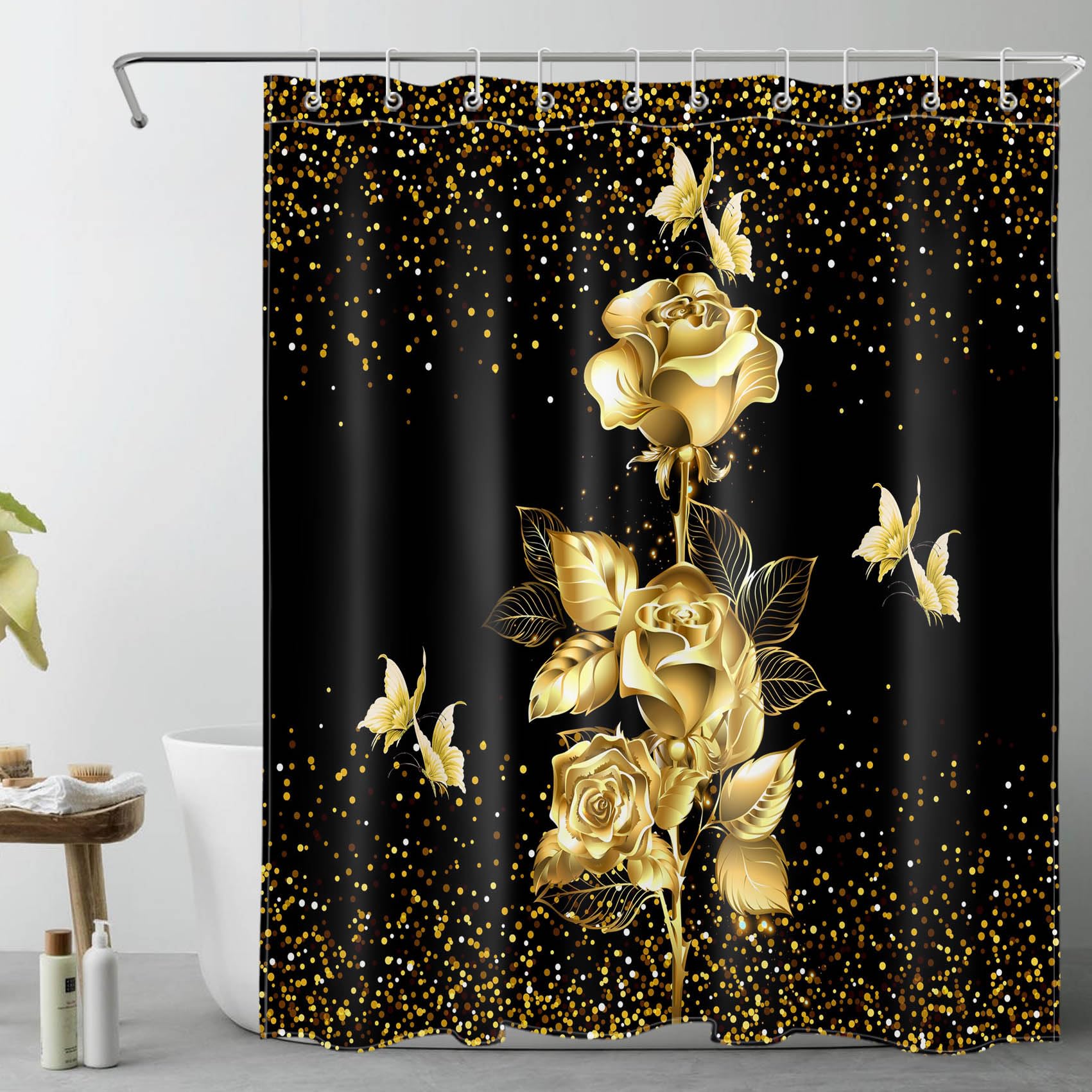Tenda da doccia girasole, tenda da bagno con motivo floreale, colore