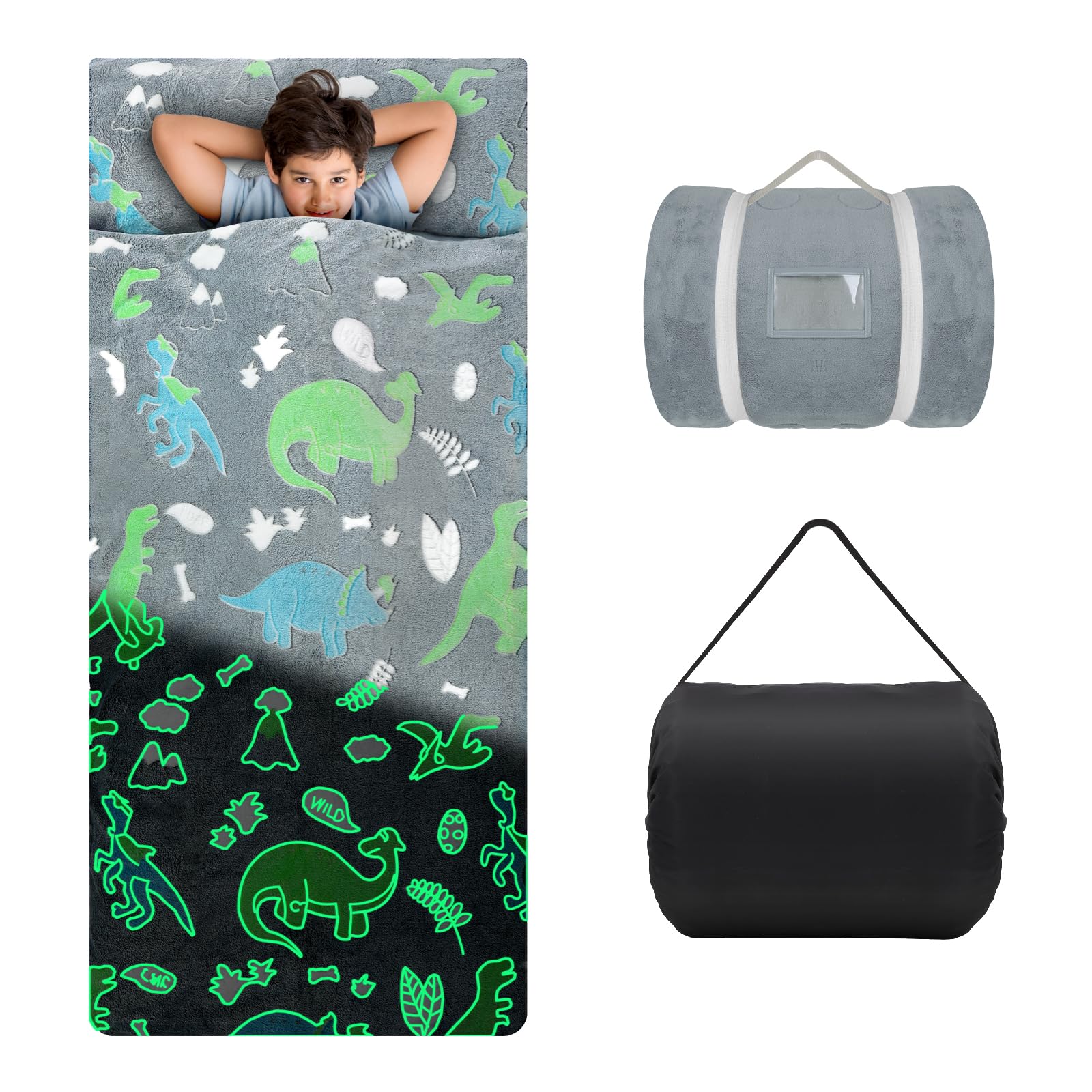 Decalsweet Nap Mat per Bambini Luminoso con Rimovibile Cuscino, Grande Sacco a Pelo Pieghevole per Ragazze Ragazzi, Nap Mats con Doppia Cerniera per Campeggio, Scuola Materna e Asilo, 170×75cm