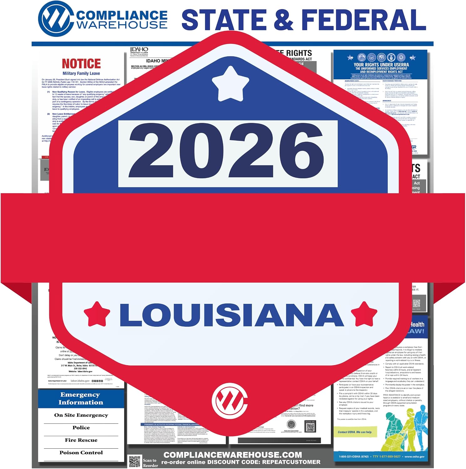 Amazon.com: 2026 Louisiana LA State and Federal Labor Law Poster for ...