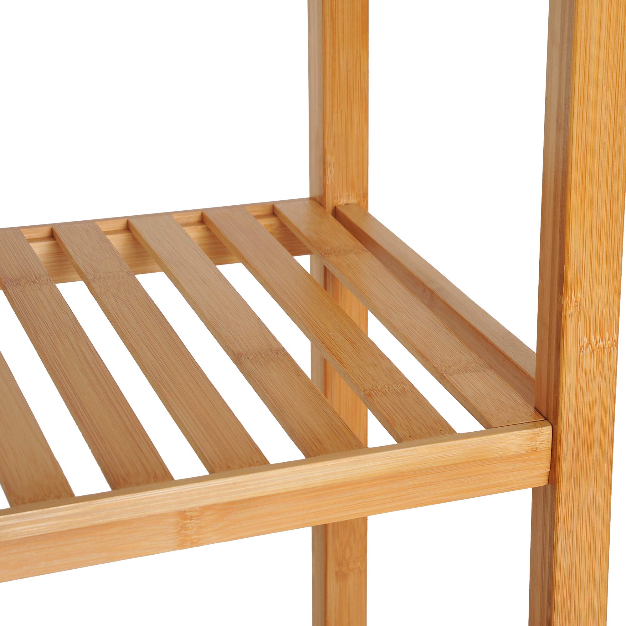 HOMCOM Estantería de Bambú para Baño Armario Alto Librería Organizador 4 Niveles 1 Puerta 36x33x140cm
