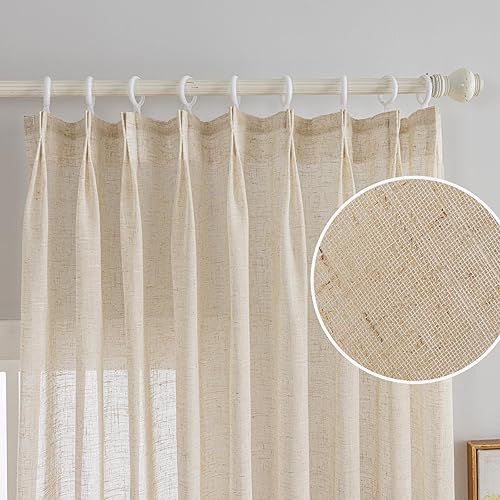 LUGOTAL Cortinas blancas de 84 pulgadas de largo, cortinas plisadas y cortinas 1 panel de cortinas texturizadas filtrantes de luz para sala de estar