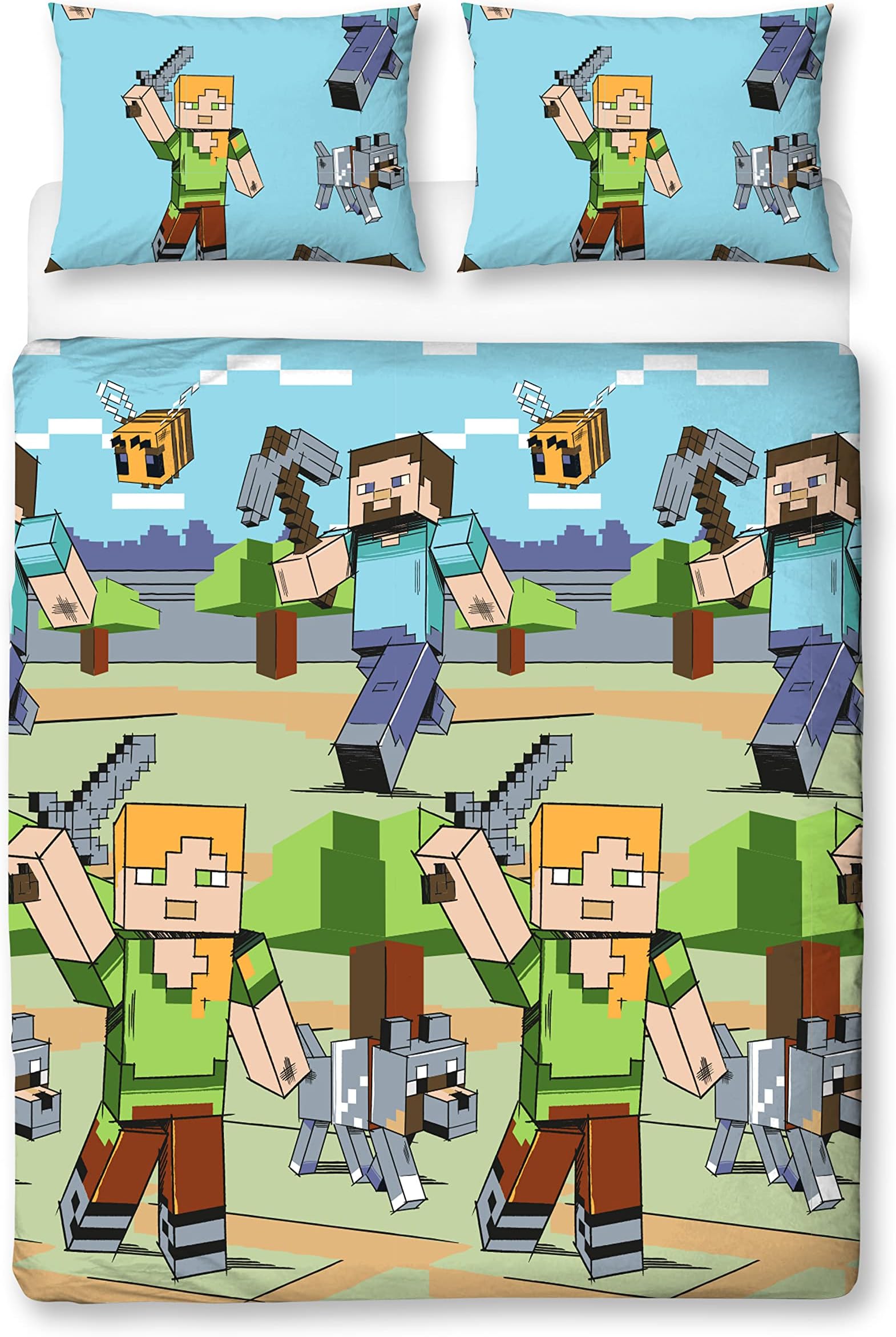 CnA Stores Minecrft TEDDY FLEECE DOUBLE Duvet Cover Reversible Bedding