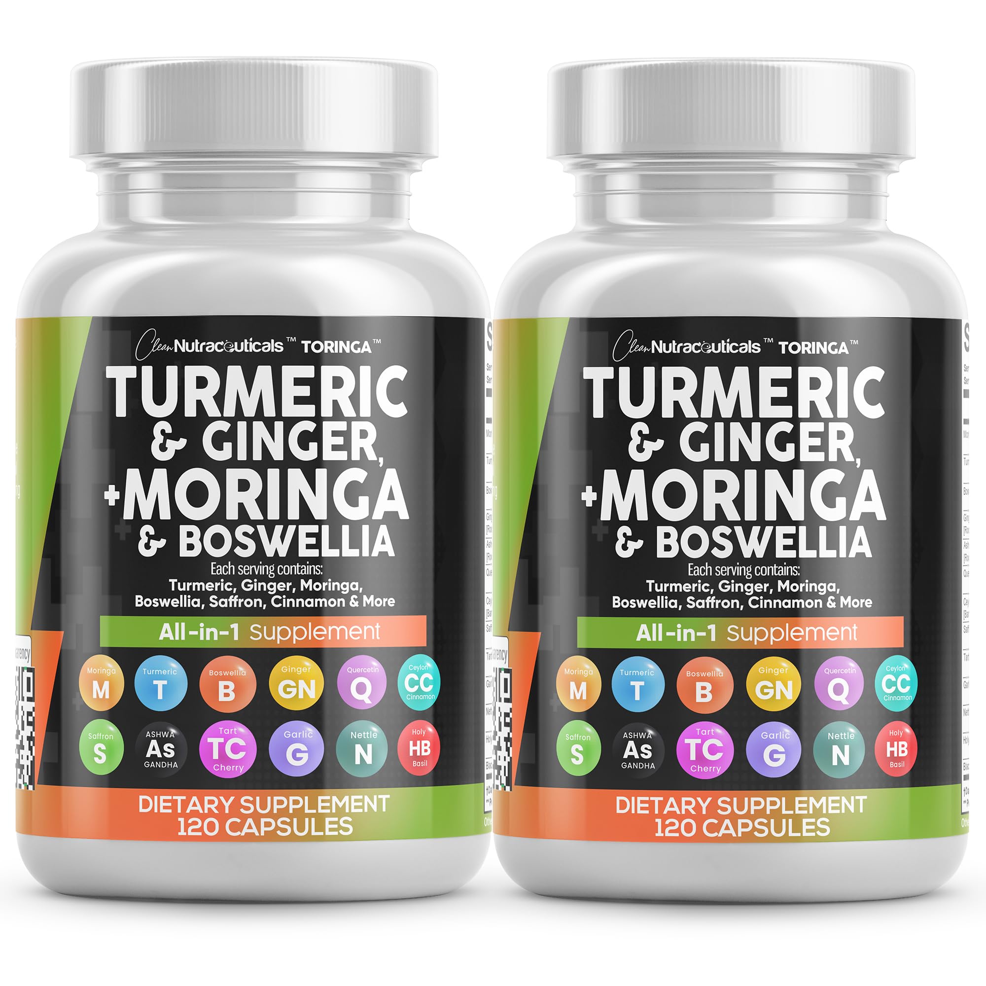 Clean Nutraceuticals Turmeric Moringa Supplement | Ginger Boswellia Saffron - Supplement for Women and Men with Ceylon Cinnamon, Tart Cherry, Quercetin Garlic Nettle Holy Basil - 1Pack — Amazon image 10
