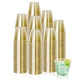 I00000 5oz 200 Pack Shot Glasses, Small Gold Glitter Disposable Plastic Cups,Plastic Party Cups for Vodka, Whiskey, Great Container for Sauce,Medicine and Pudding