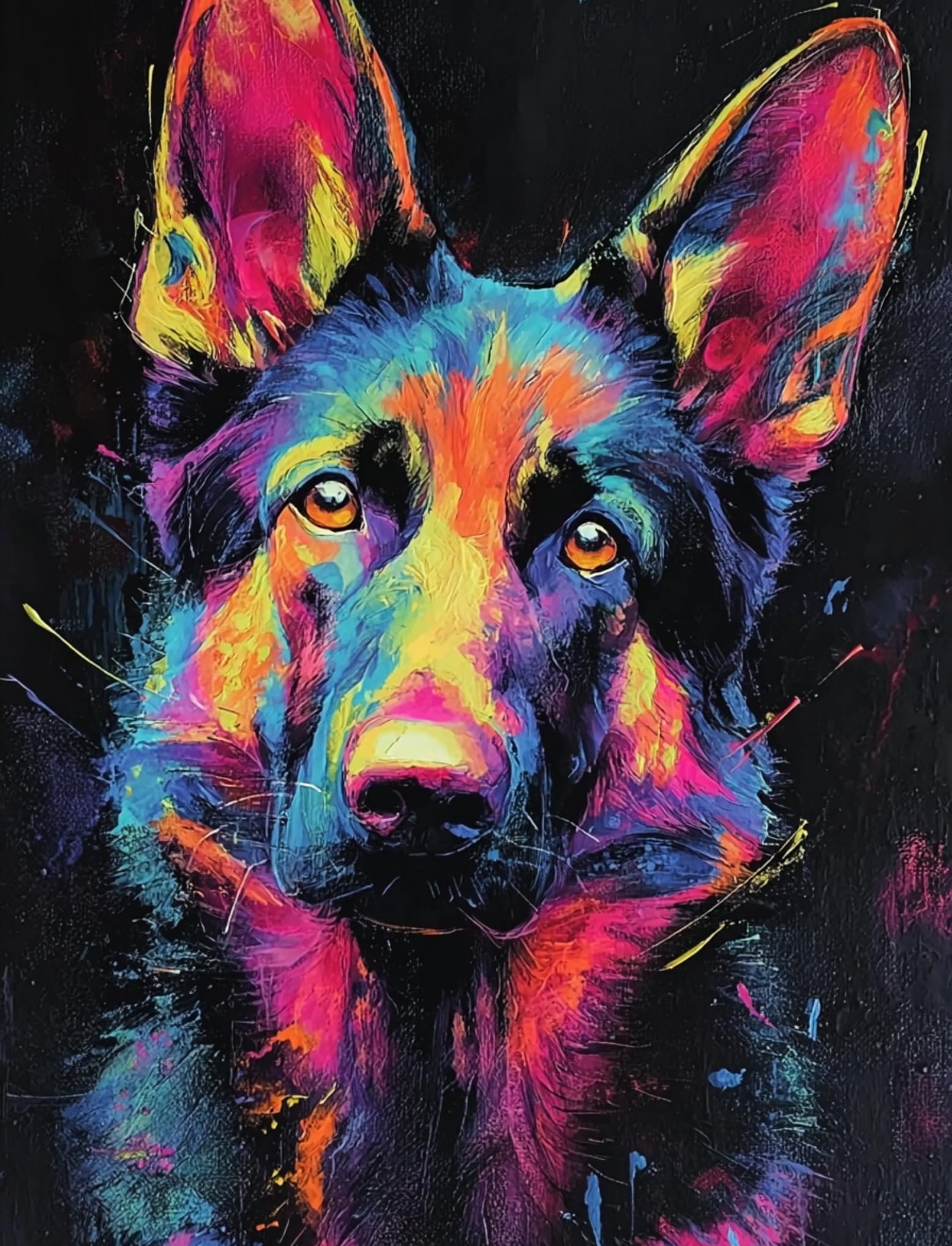 WANGWANGMIAO Paint by Number for Adults Colorful Sheepdog,Painting by Numbers Kits for Beginners,Colorful Oil Paints Craft Art for Home Wall Decor Gift 20X16Inch，with Frame