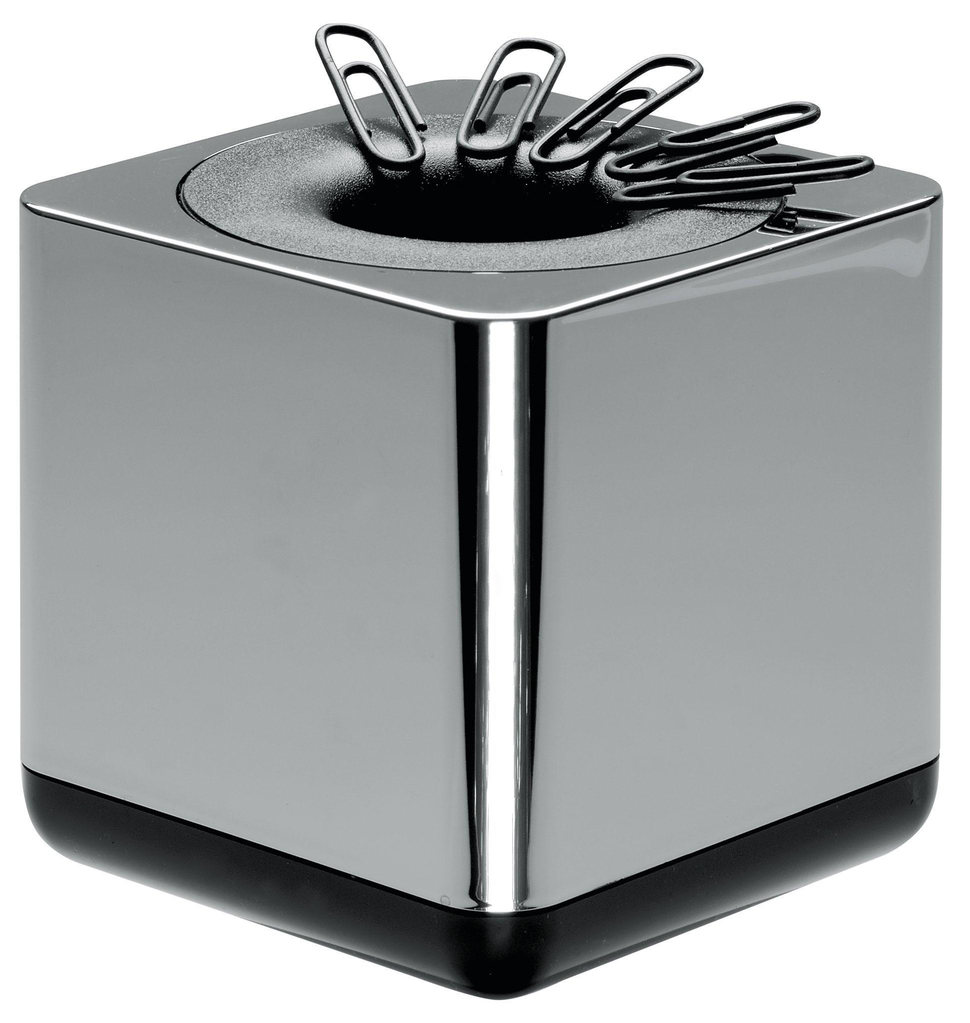 HAN 27652-88, distributeur de trombones i-Line CHROME, élégant et esthétique accessoire de qualité premium avec anneau magnétique, chrome