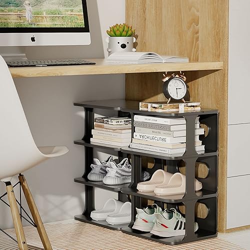 Miniatura 7 de Zapatero para entrada, organizador de zapatos de plástico de 18 niveles para armario, armario vertical de almacenamiento de zapatos, estante