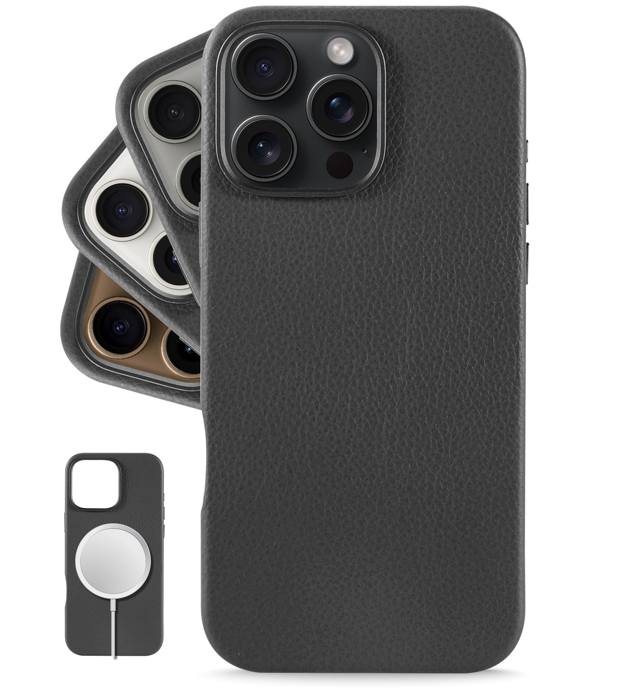 LONLI Urban - for iPhone 16 Pro Leather Case - European Genuine Pebbled Leather Phone Case - European Elegance, Modern Design - [Compatible with